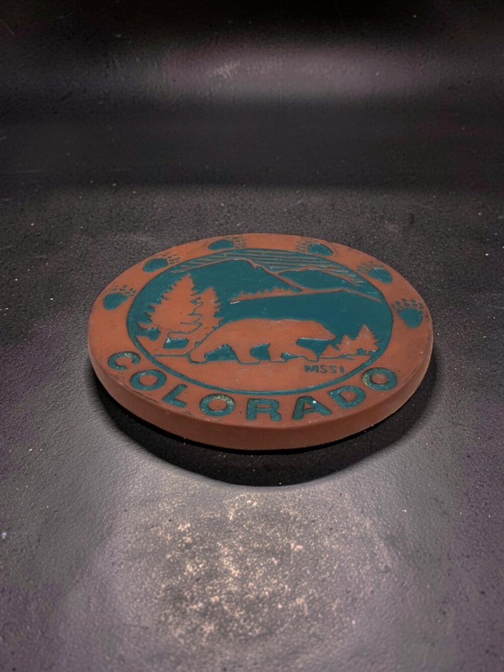 Vintage Colorado Brown,Green Terracotta 6.25" Diameter Trivet. - Picture 3 of 9